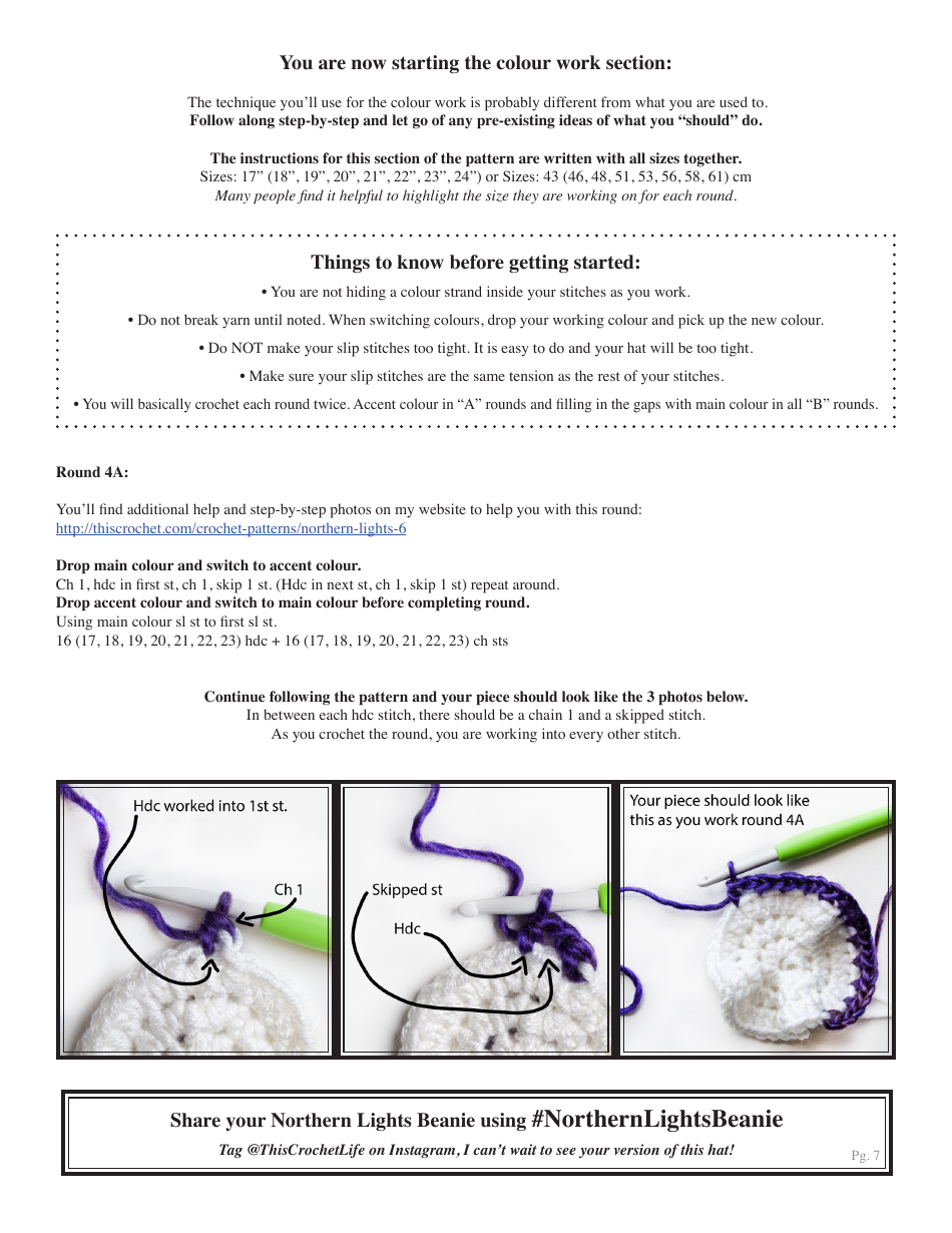 Northern Lights Beanie Crochet Pattern, Page 7