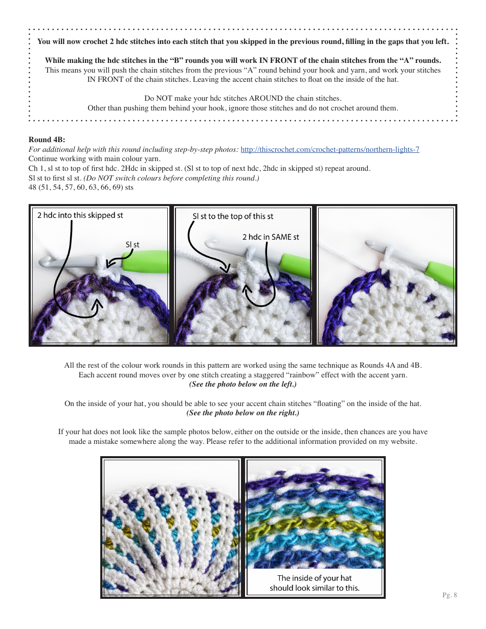 Northern Lights Beanie Crochet Pattern, Page 8
