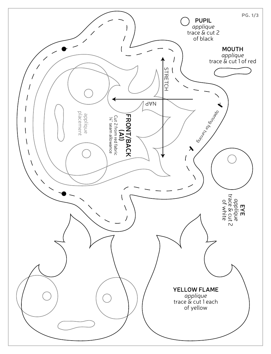 Calcifer Plush Sewing Pattern Templates, Page 11