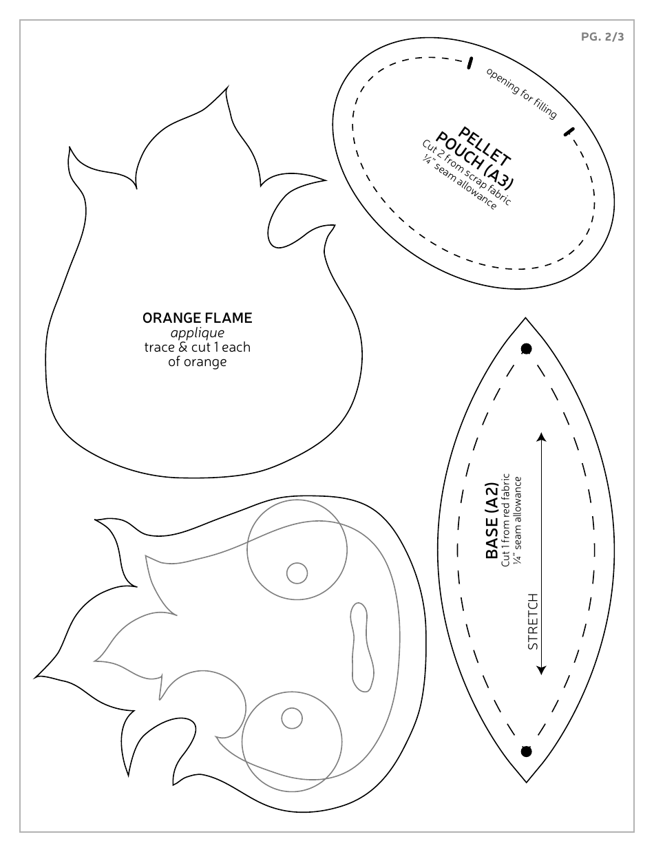 Calcifer Plush Sewing Pattern Templates, Page 12