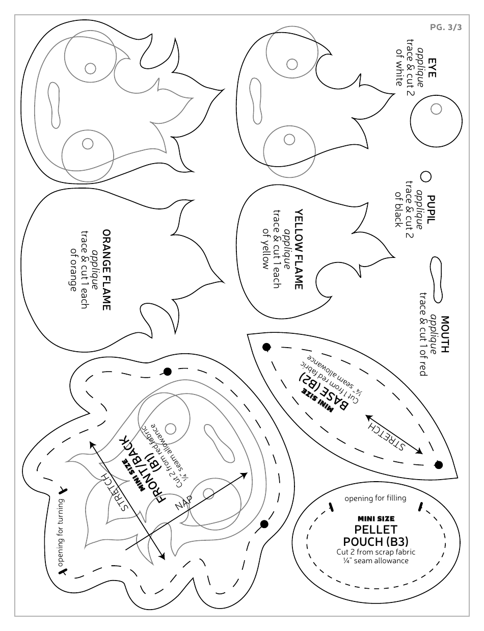 Calcifer Plush Sewing Pattern Templates Download Printable PDF ...