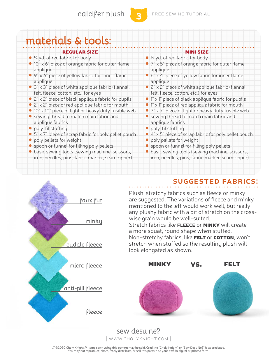 Calcifer Plush Sewing Pattern Templates, Page 3