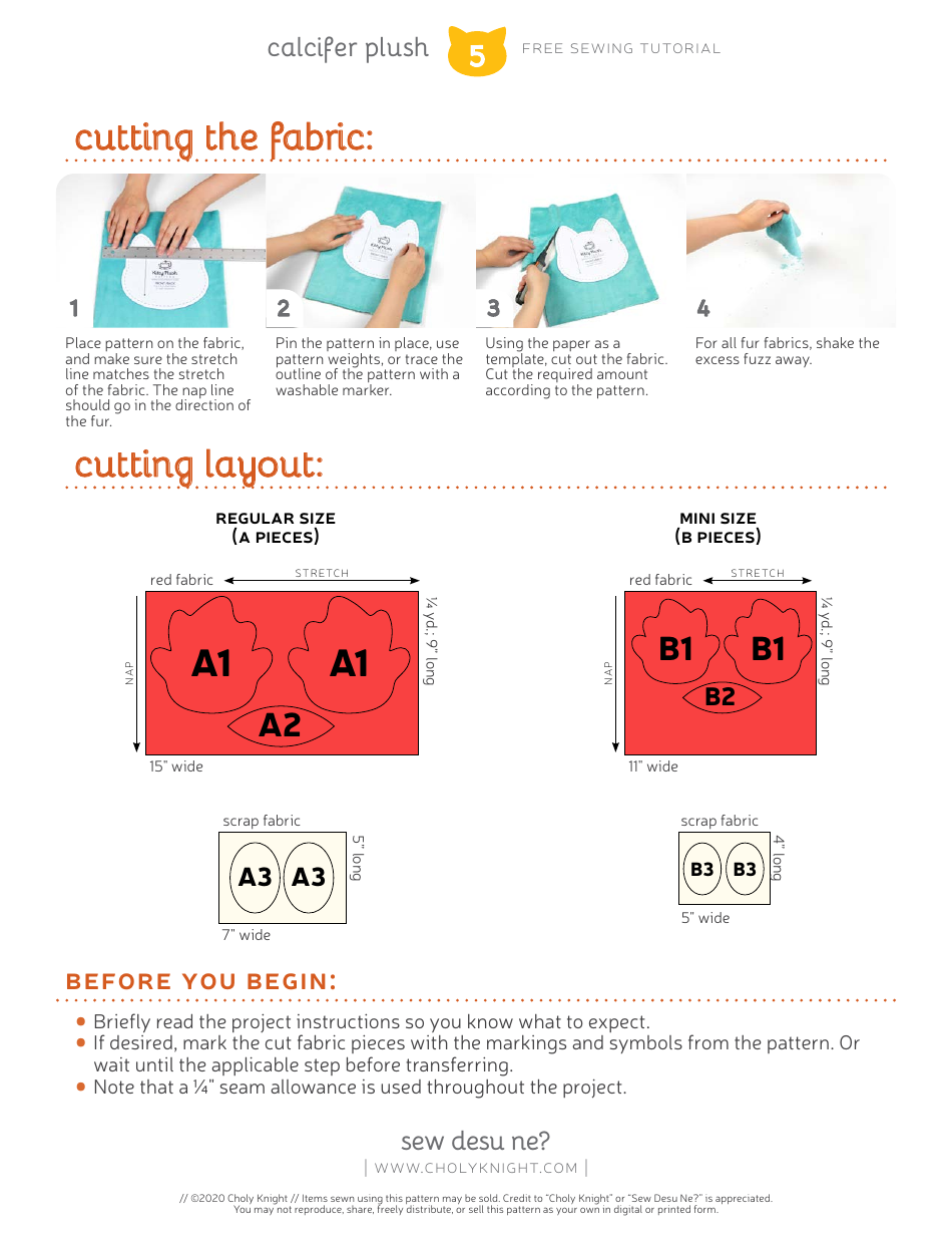 Calcifer Plush Sewing Pattern Templates, Page 5