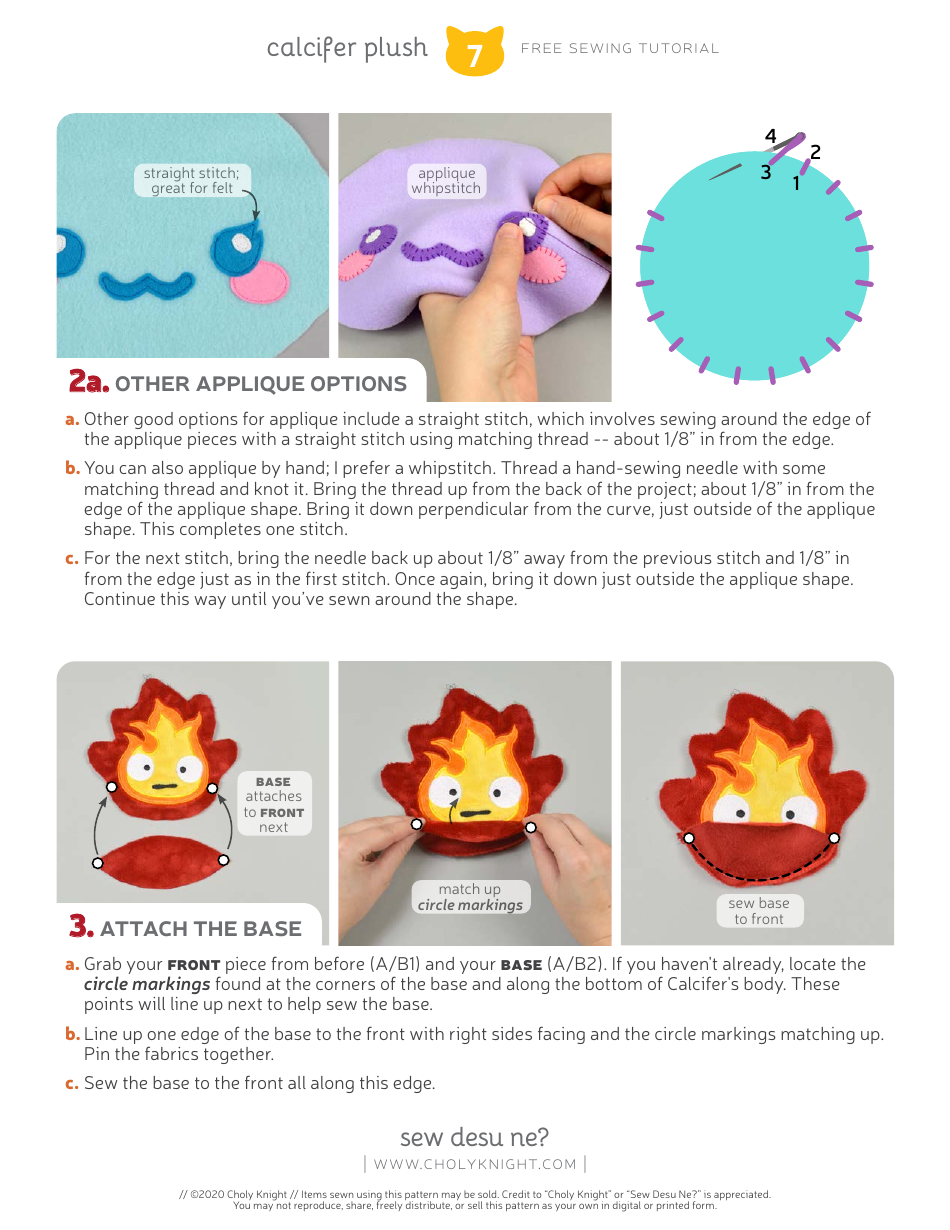 Calcifer Plush Sewing Pattern Templates, Page 7
