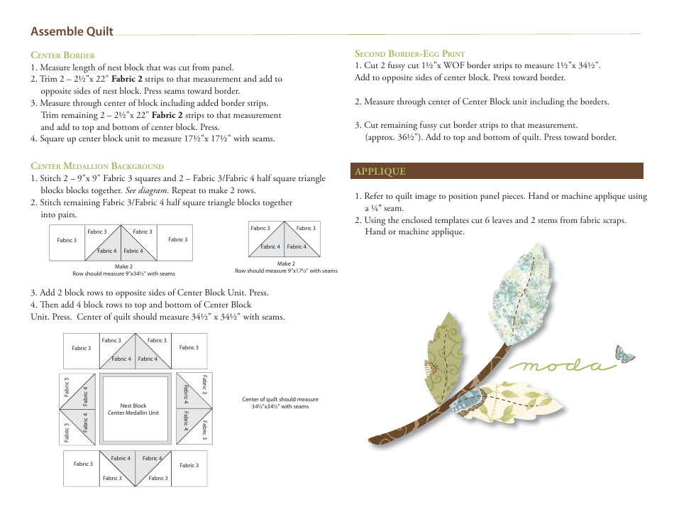 Cherish Nature Quilt Pattern Template, Page 3