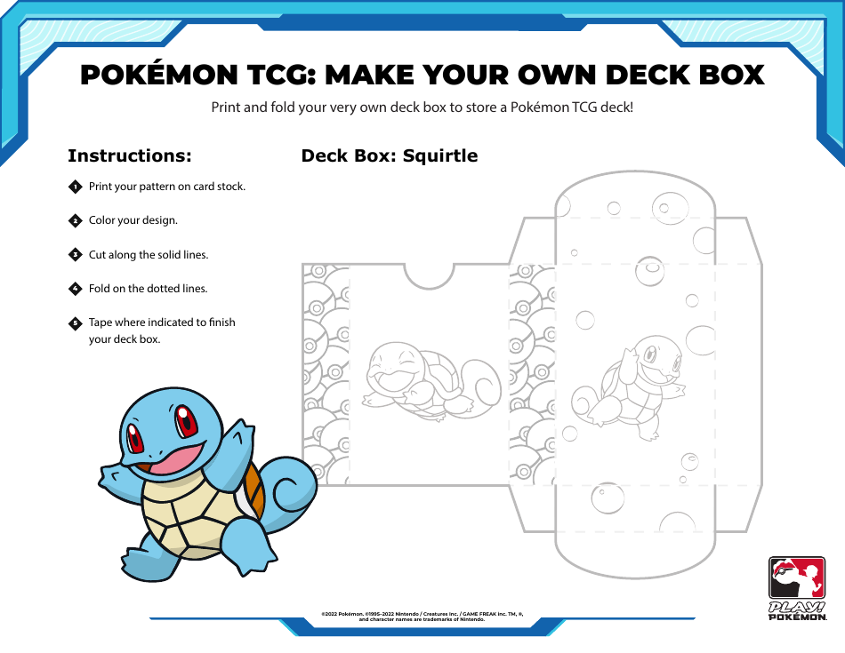 Squirtle Pokemon Deck Box Template - Customizable and Printable | Image Preview