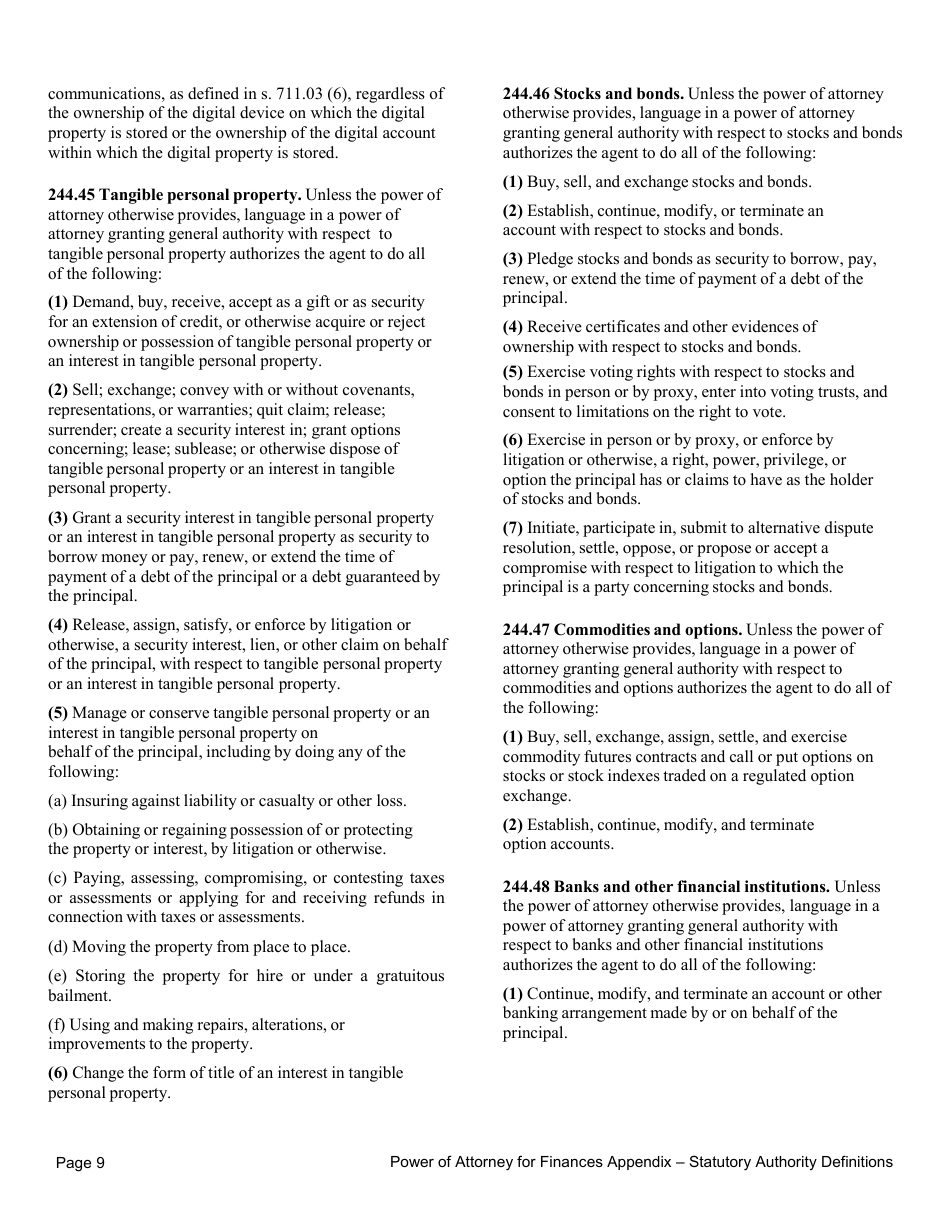 Form F-00036 Power of Attorney for Finance and Property - Wisconsin, Page 10