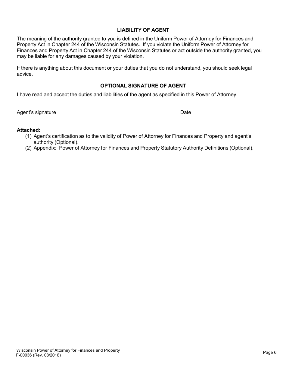 Form F-00036 Power of Attorney for Finance and Property - Wisconsin, Page 7