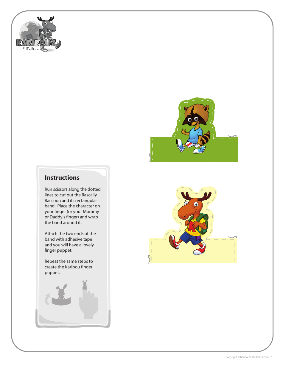 Raccoon and Moose Finger Puppet Templates - Karibou's World in Action ...