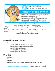 Turkey Felt Hand Puppet Templates - the Tucson Puppet Lady, Page 2