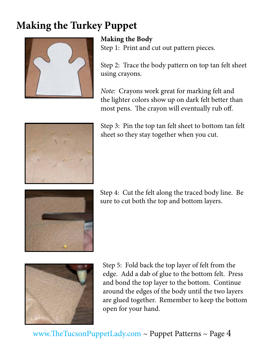 Turkey Felt Hand Puppet Templates - the Tucson Puppet Lady, Page 4