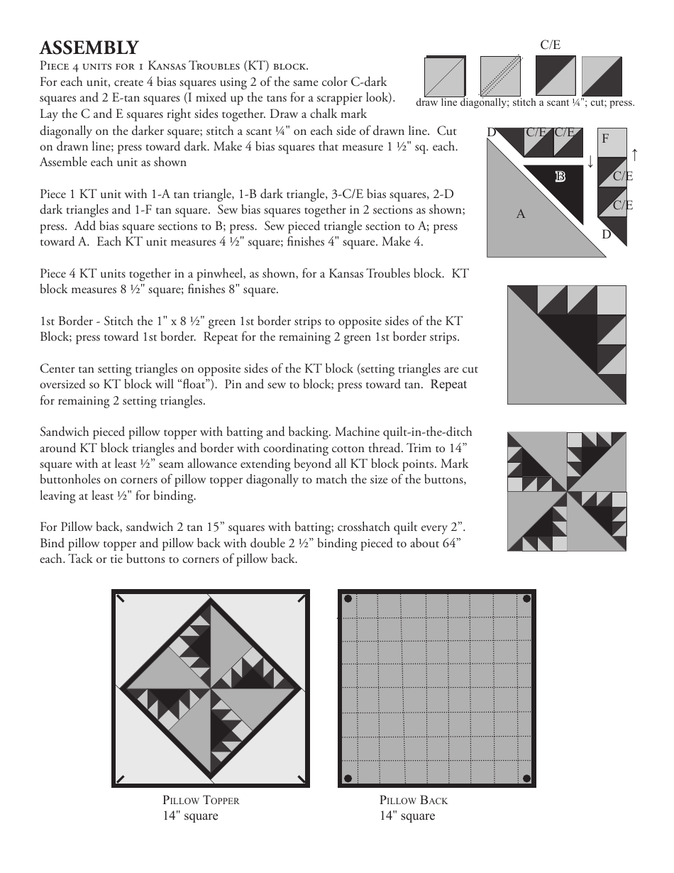 14 Square Pillow Topper Quilting Pattern, Page 3