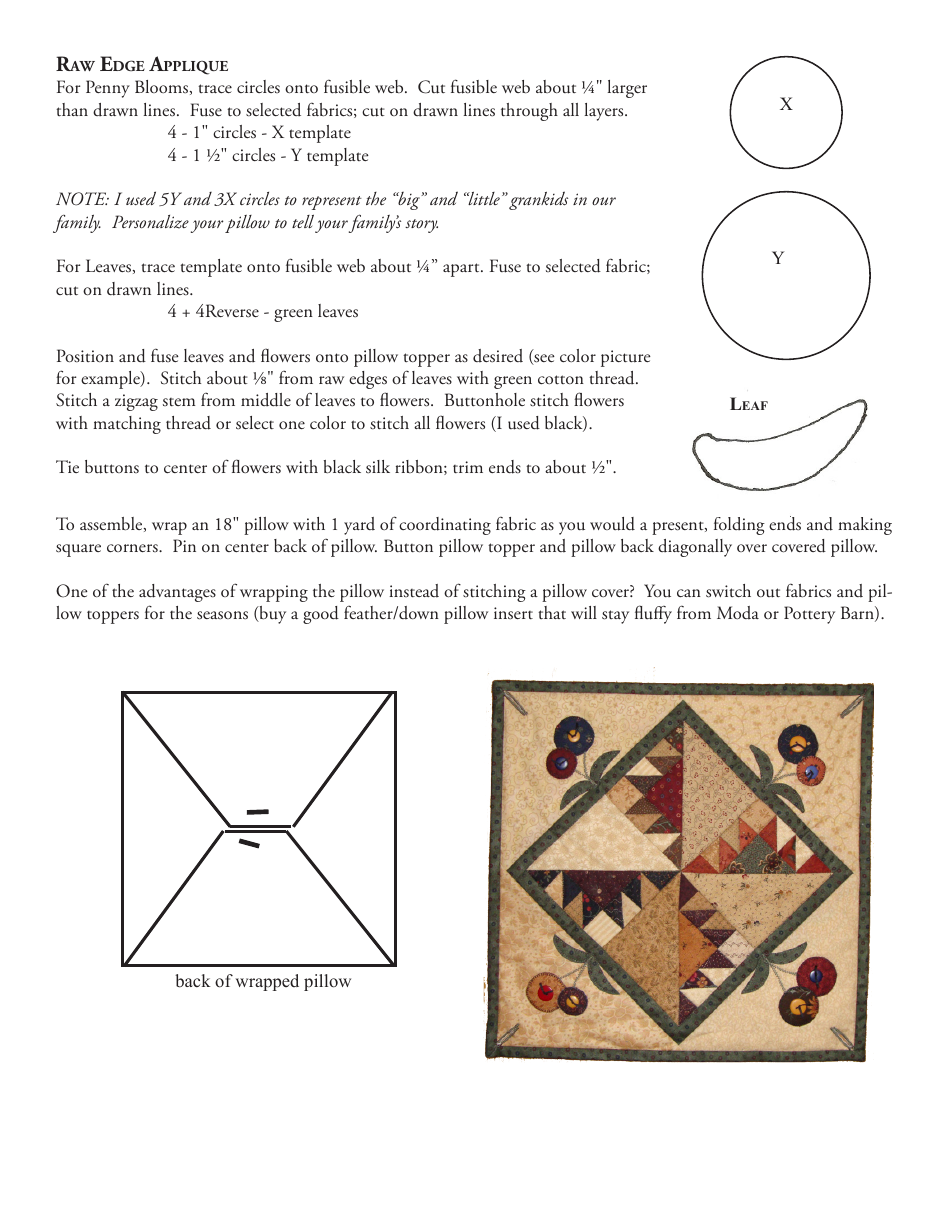14 Square Pillow Topper Quilting Pattern, Page 4