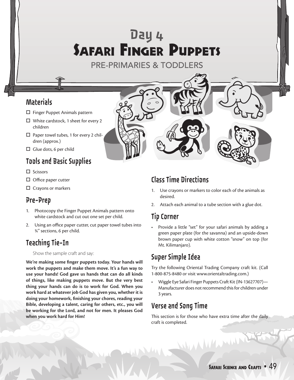 Safari Finger Puppet Templates - Preview Image