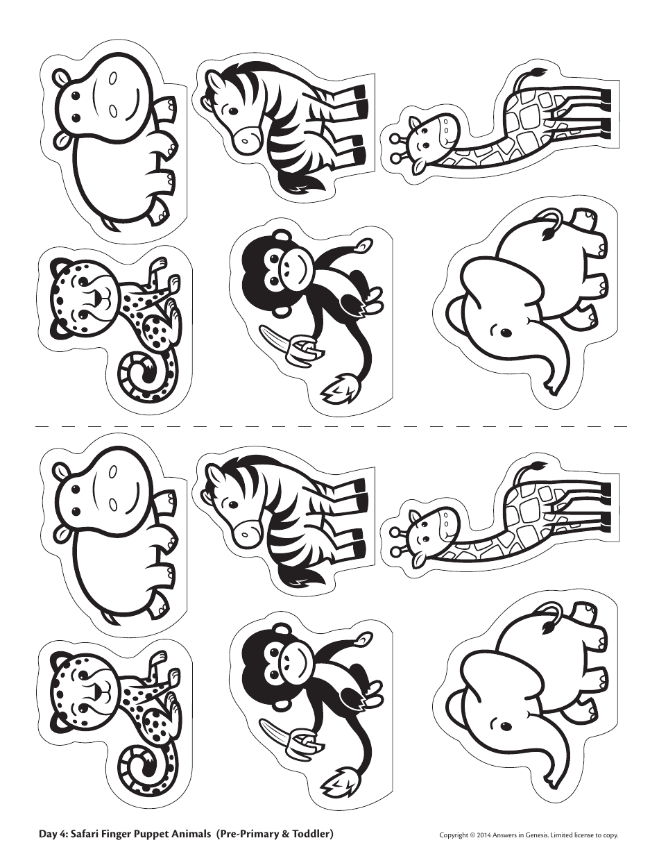 Safari Finger Puppet Templates, Page 3
