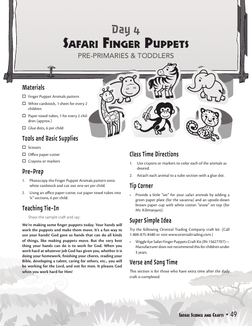 Safari Finger Puppet Templates