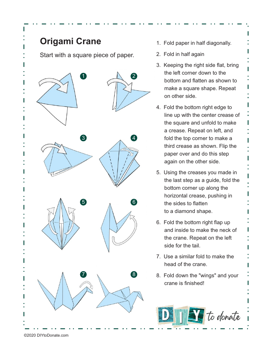 Origami Paper Crane Guide - Diy to Donate Download Printable PDF ...