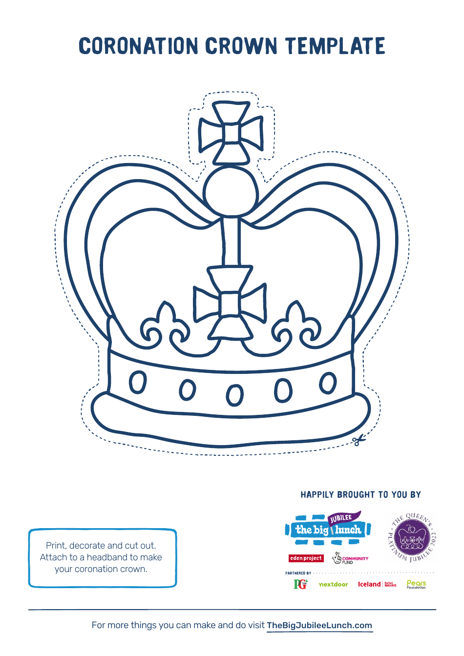 Coronation Crown Template - Blue, Page 1