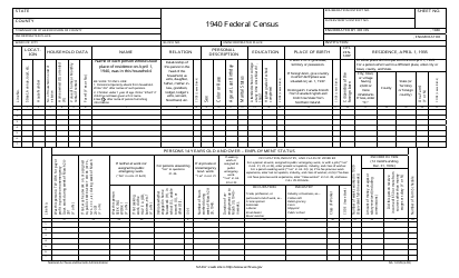 Document preview: Form NA14129 1940 Federal Census