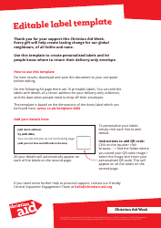 Fundraising Label Templates - Christian Aid