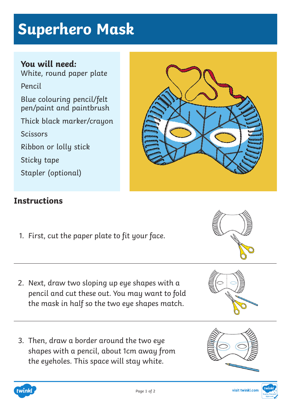 Paper Plate Superhero Mask Craft Instructions Preview