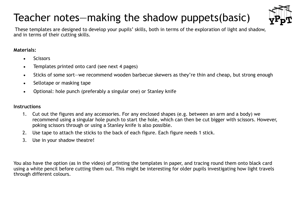 Shoebox Shadow Theatre Templates, Page 3