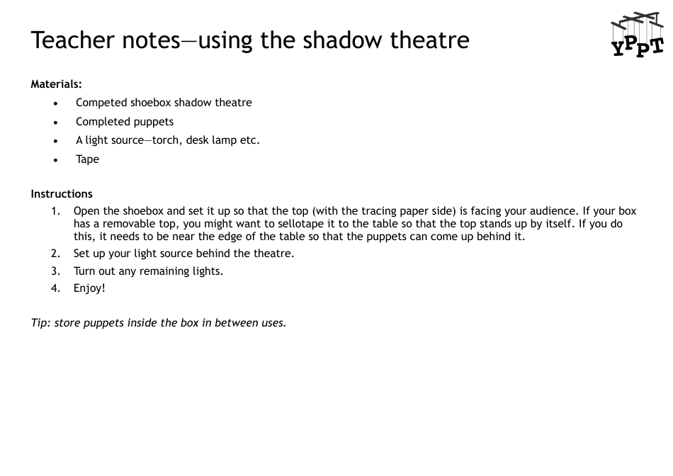 Shoebox Shadow Theatre Templates, Page 4