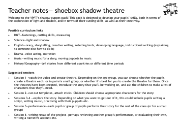 Document preview: Shoebox Shadow Theatre Templates