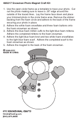 Document preview: Snowman Photo Magnet Craft Template - Otc