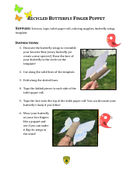 Document preview: Recycled Butterfly Finger Puppet Template