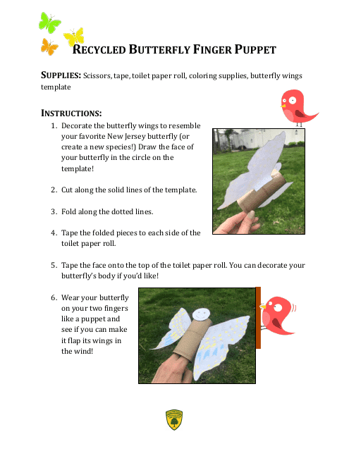 Recycled Butterfly Finger Puppet Template