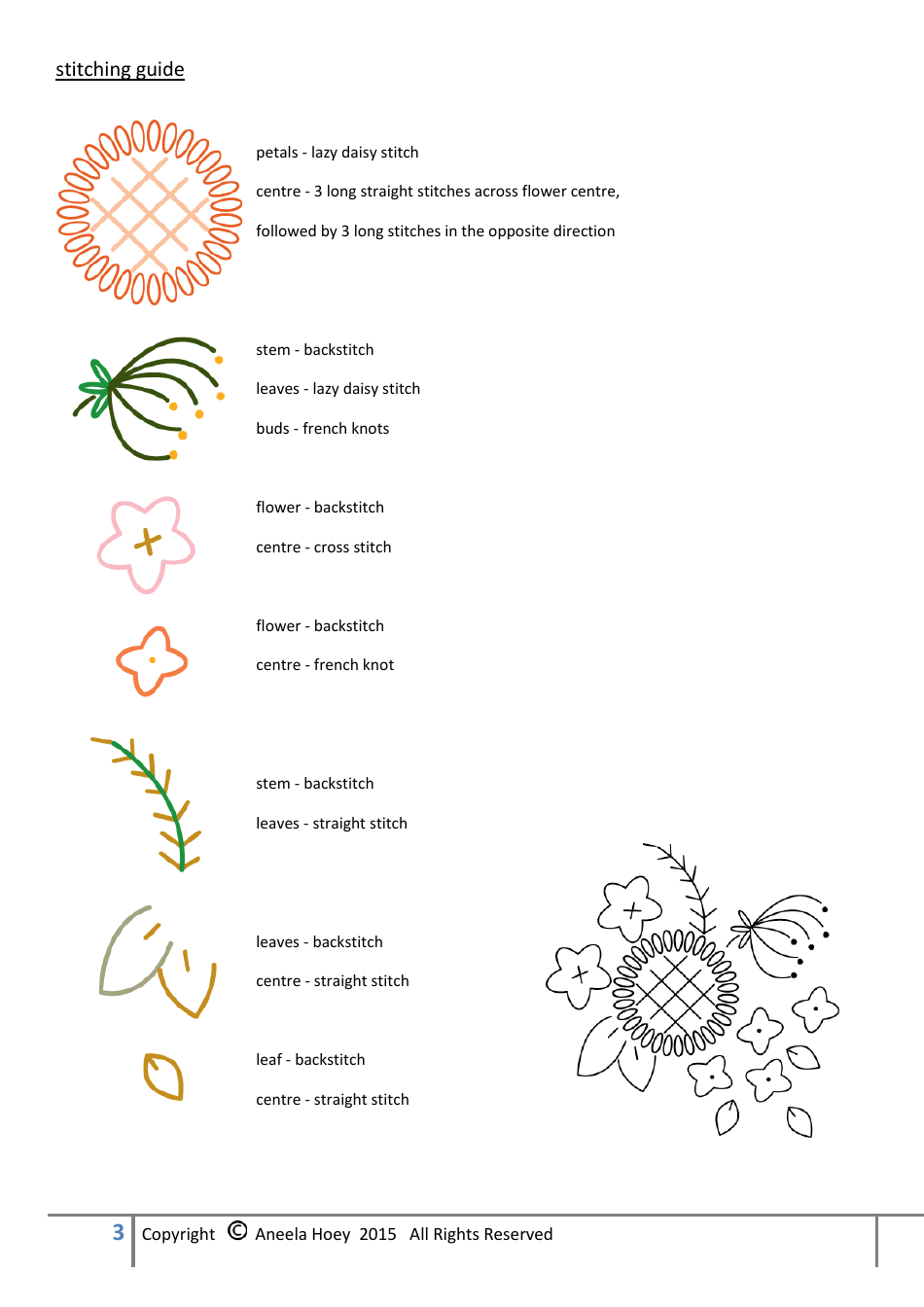 Flower Bloom Embroidery Pattern, Page 3