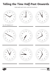Telling Time Worksheet - Telling the Time to Half-Past, Page 2