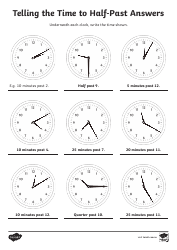 Telling Time Worksheet - Telling the Time to Half-Past, Page 3