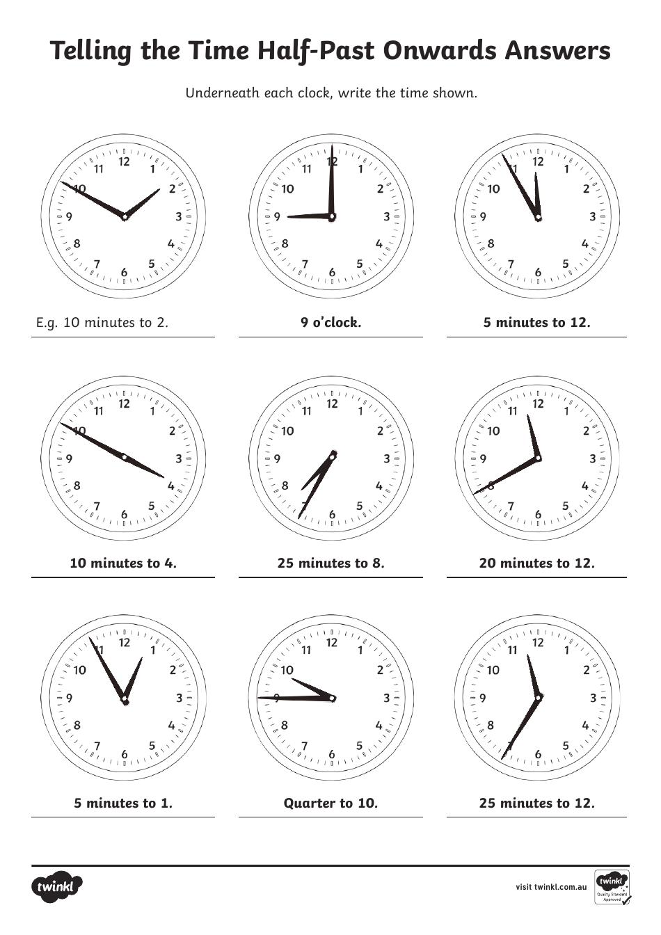 Telling Time Worksheet - Telling the Time to Half-Past, Page 4