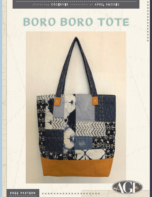Boro Boro Tote Bag Sewing Pattern - Front view