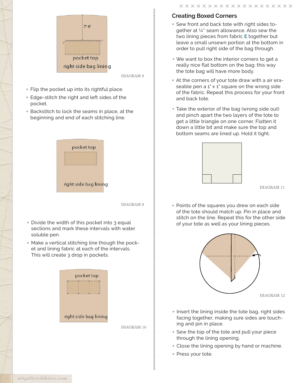Triangle Tote Bag Quilting Pattern Template - Art Gallery Quilts, Page 5