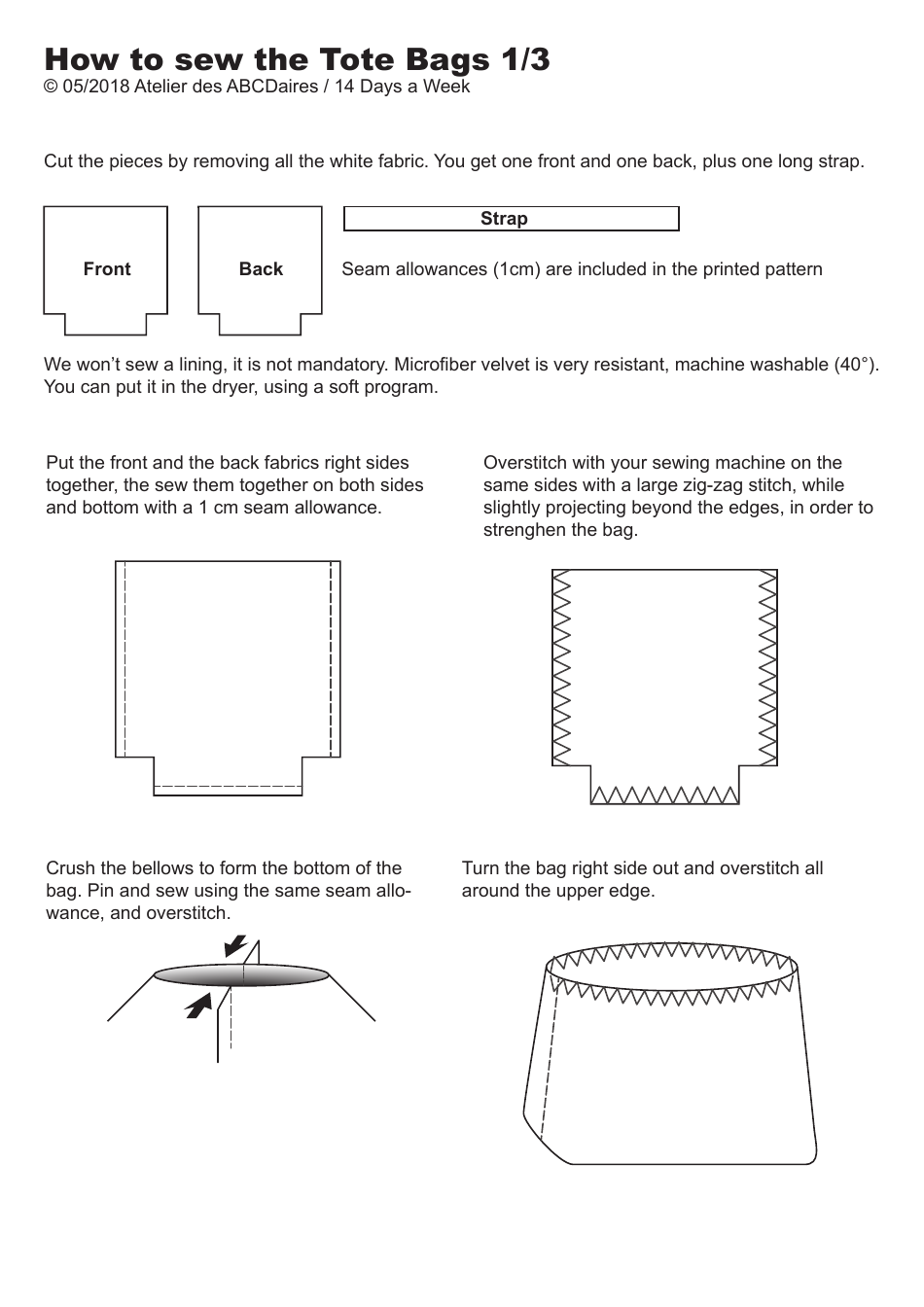 Tote Bag Sewing Templates - Atelier DES Abcdaires Preview Image