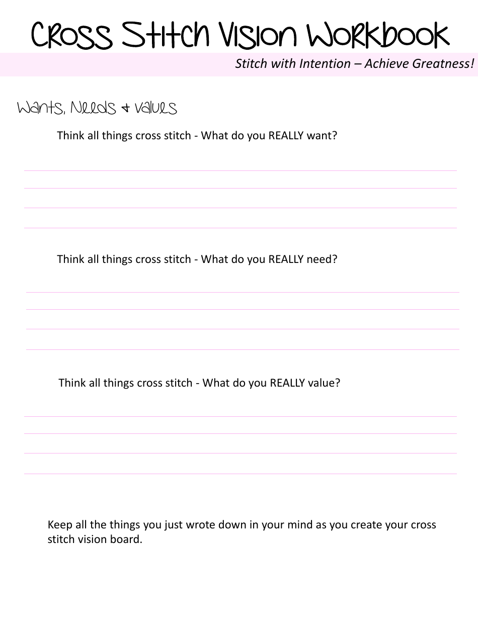 Cross Stitch Vision Workbook Download Printable PDF Templateroller