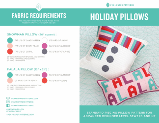 Document preview: Holiday Snowman and Falala Pillow Pattern Templates