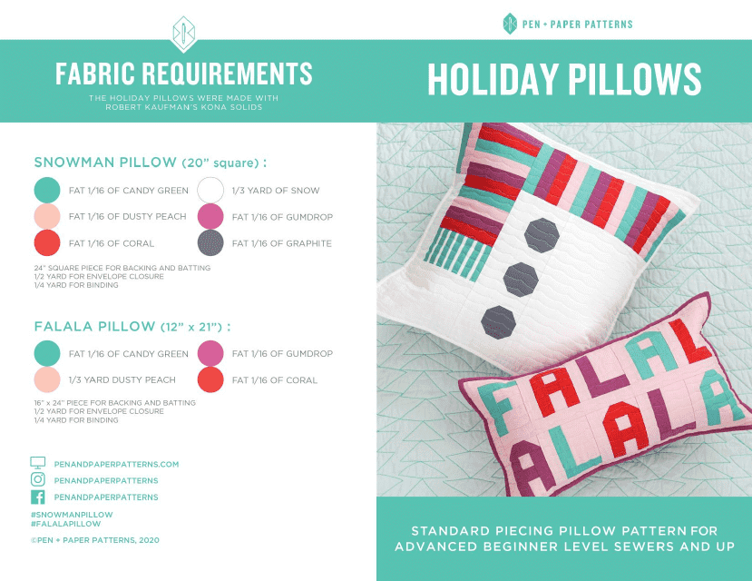 Holiday Snowman and Falala Pillow Pattern Templates - Image Preview