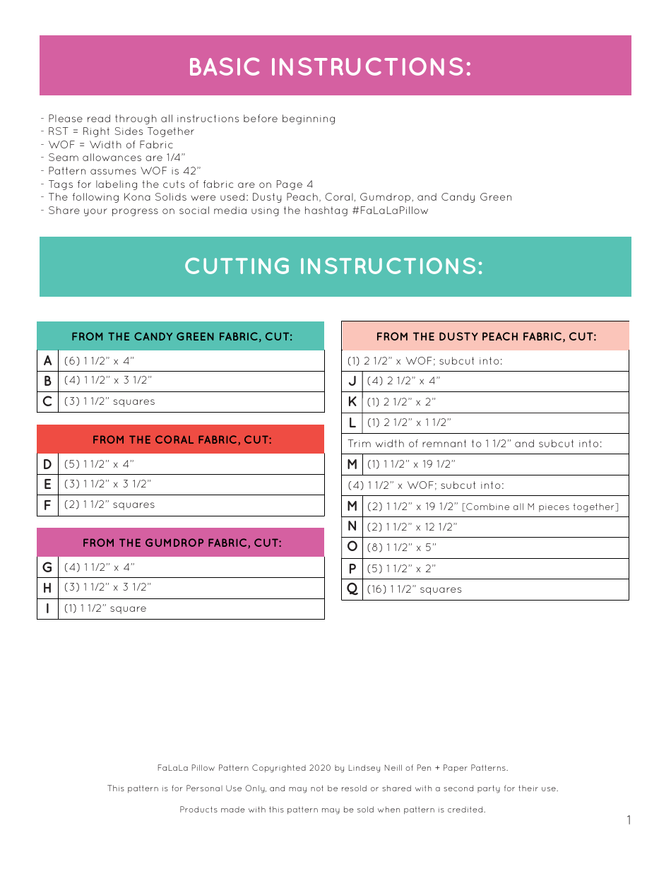 Holiday Snowman and Falala Pillow Pattern Templates, Page 6