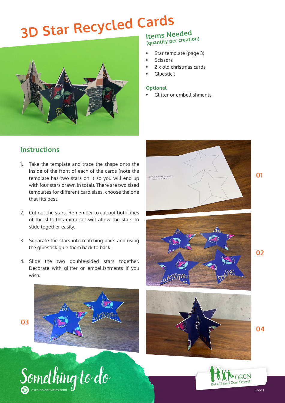 Preview of 3D Star Recycled Card Templates. Decorative, eco-friendly card templates in the shape of stars for various occasions.