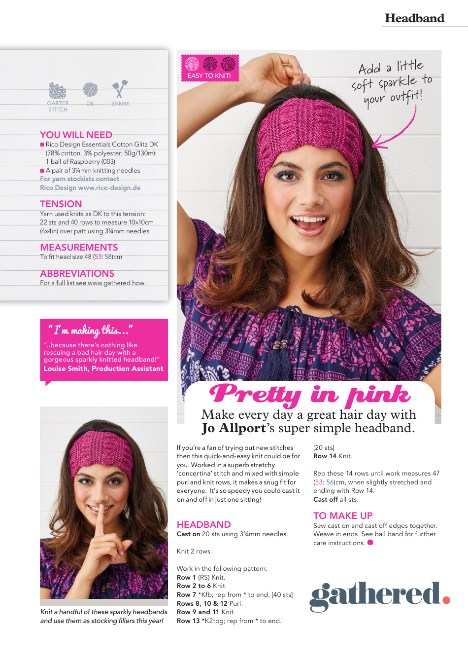 Pink Headband Knitting Pattern Preview