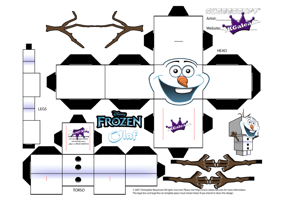 Frozen Olaf Dice Template Download Pdf