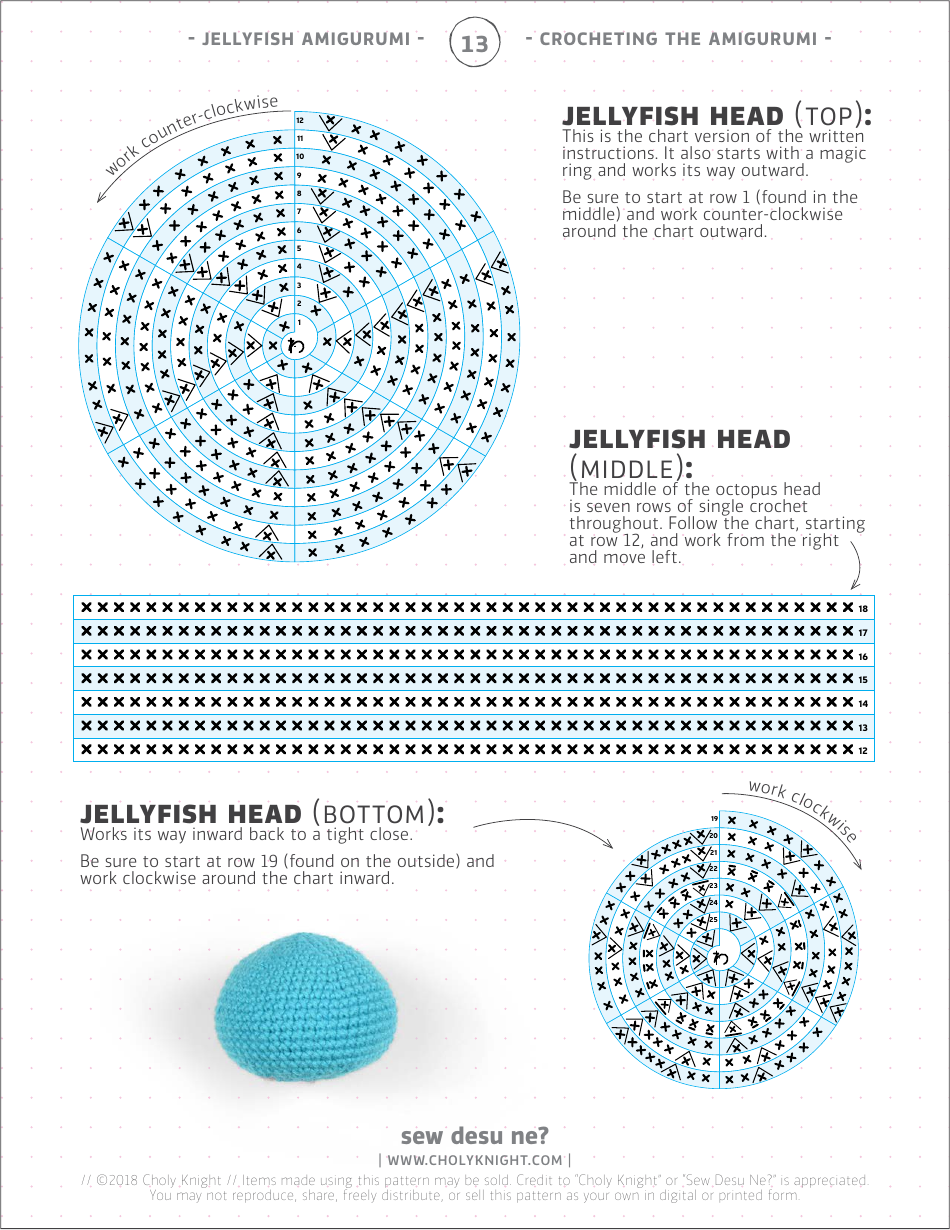 Jellyfish Amigurumi Crochet Pattern Template, Page 13