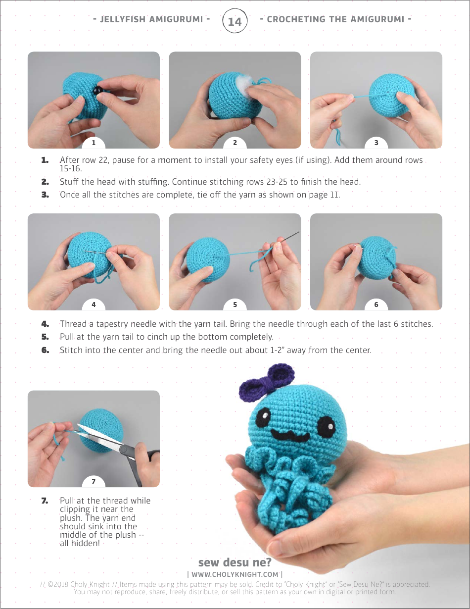 Jellyfish Amigurumi Crochet Pattern Template, Page 14