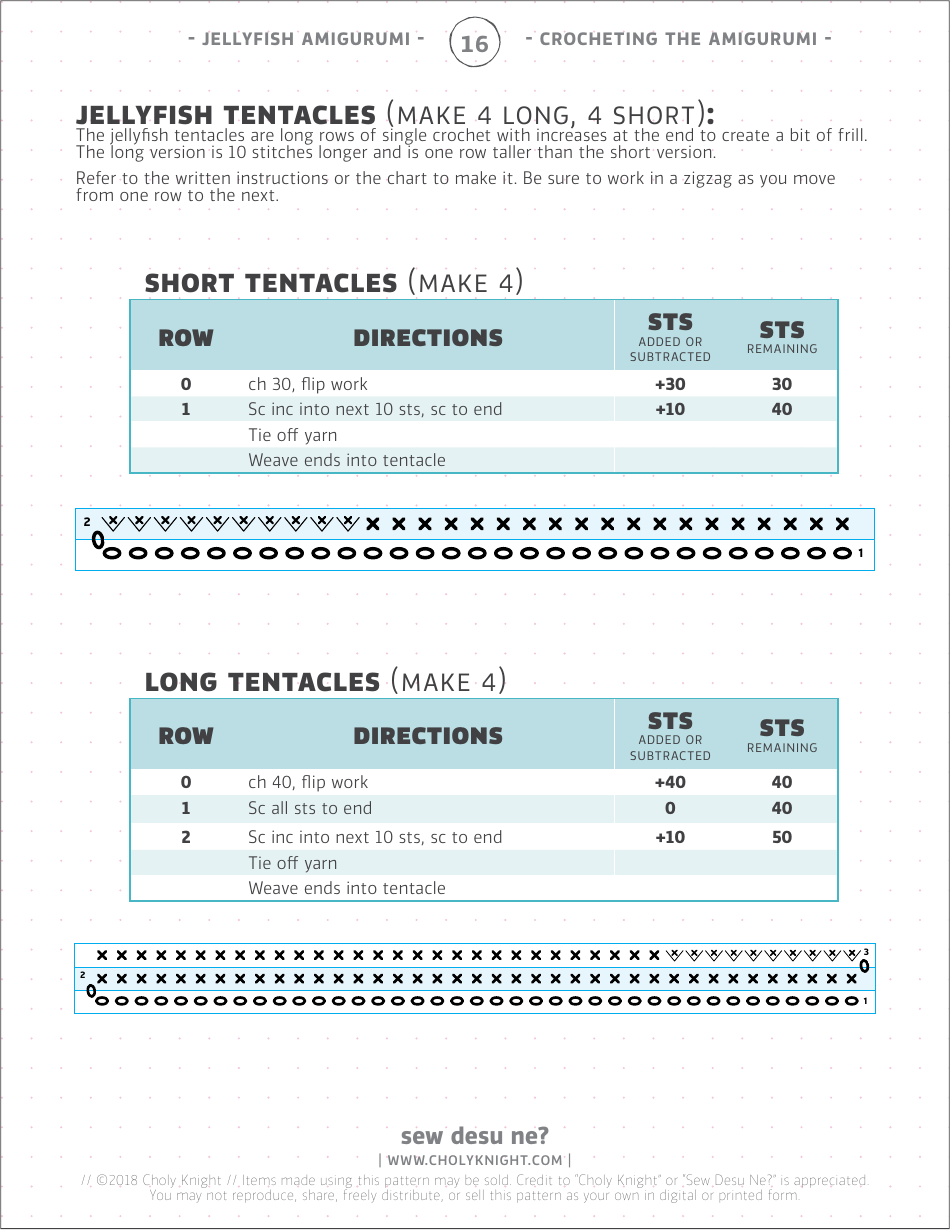 Jellyfish Amigurumi Crochet Pattern Template, Page 16