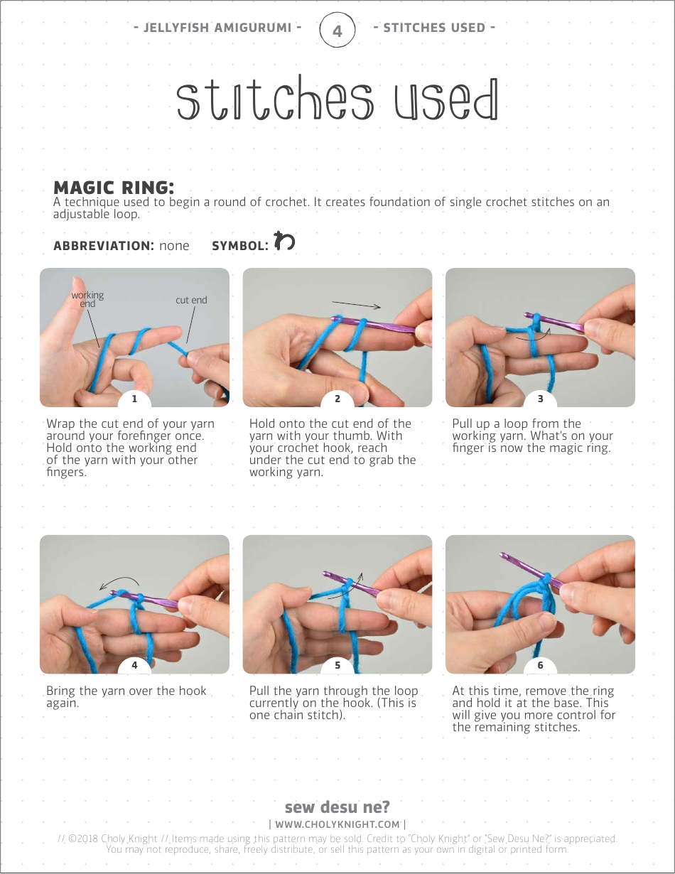 Jellyfish Amigurumi Crochet Pattern Template, Page 4
