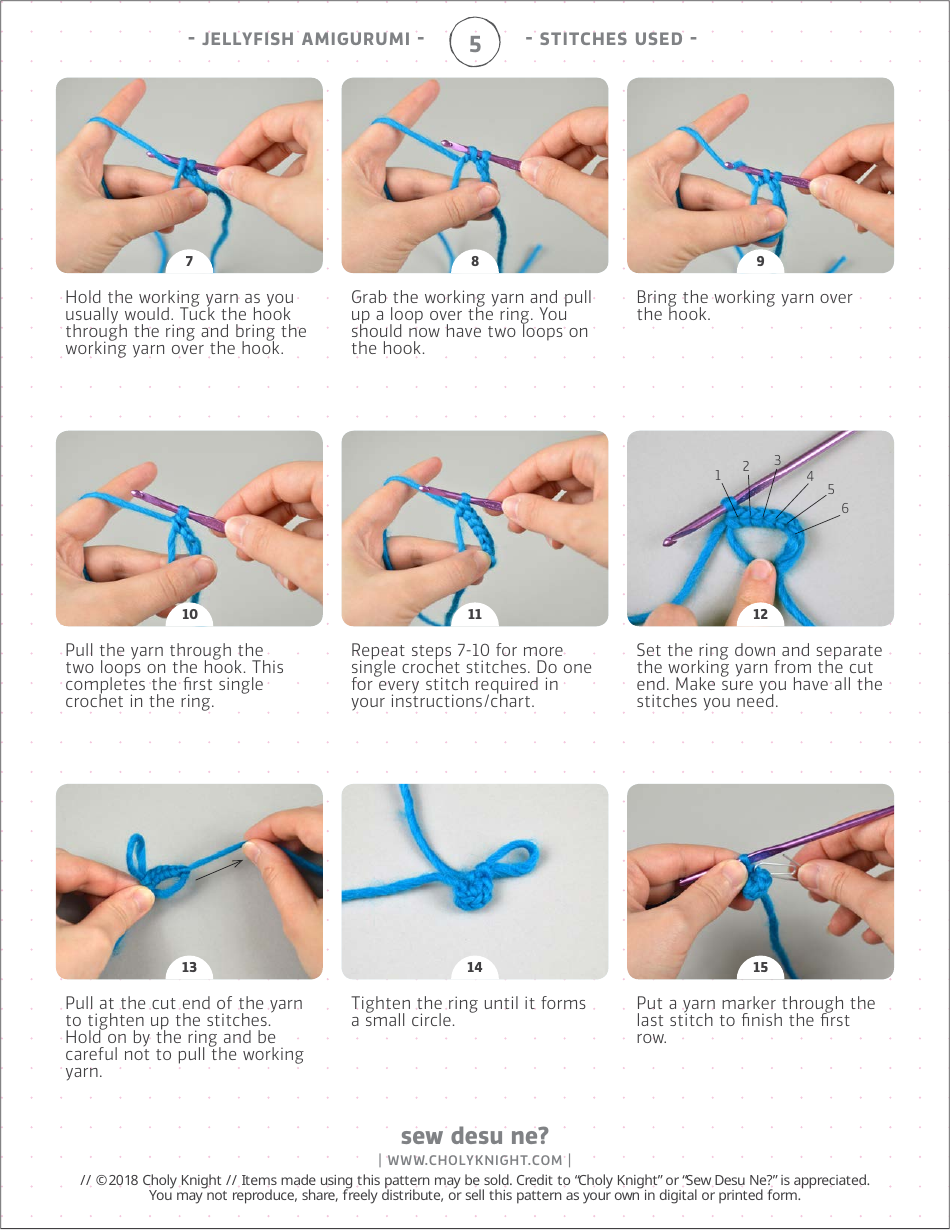 Jellyfish Amigurumi Crochet Pattern Template, Page 5